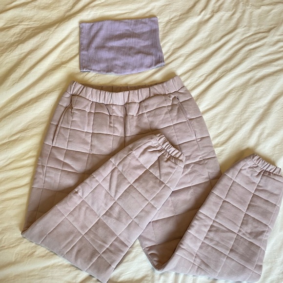 purple quilted sweatpants + matching top - Picture 2 of 4